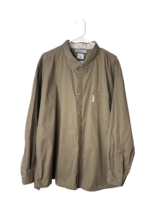 Columbia Other - COLUMBIA Men's Khaki Long-Sleeved Casual Button Down Collared Shirt Size 4XL